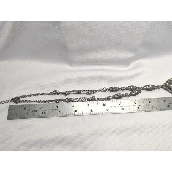 Nolan Miller Drop Pendant Necklace Glamour Dbl Strand Statement Piece Sparkle! - Picture 8 of 9